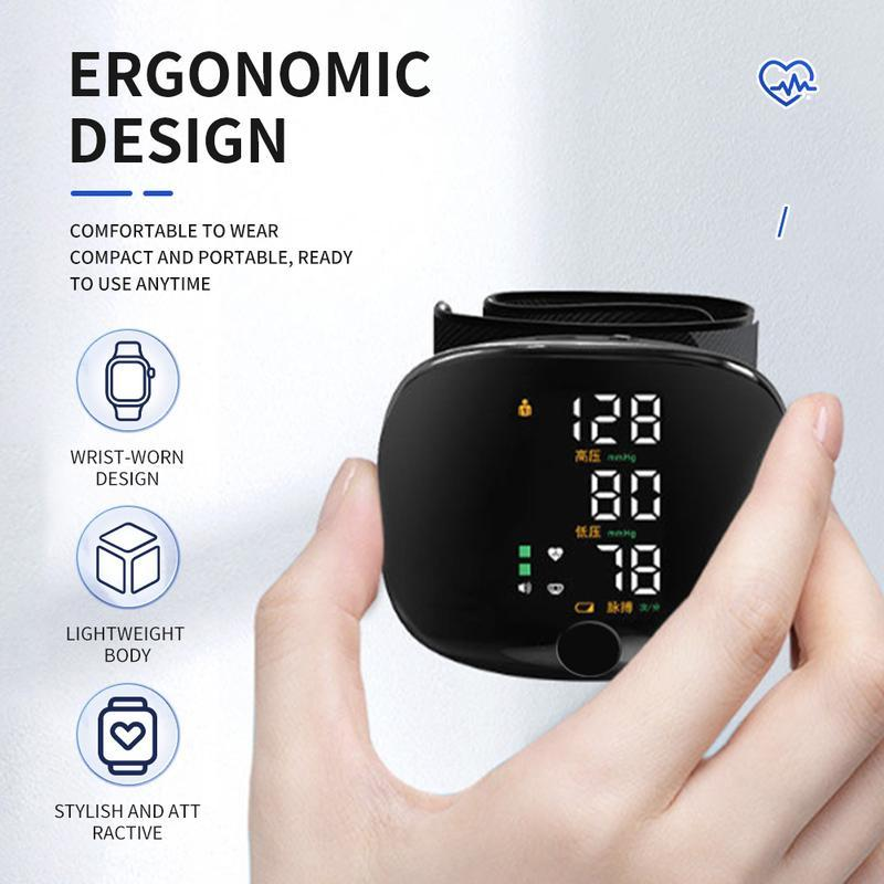 Tinycarry® Rechargeable Wrist Blood Pressure Monitor with LED Touch Screen, Voice Broadcast & 99x2 Memory — Accurate Home BP Tracking Made Simple