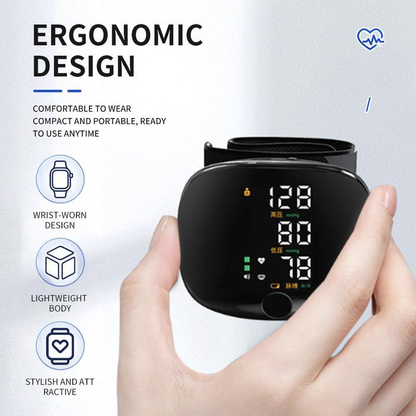 Tinycarry® Rechargeable Wrist Blood Pressure Monitor with LED Touch Screen, Voice Broadcast & 99x2 Memory — Accurate Home BP Tracking Made Simple