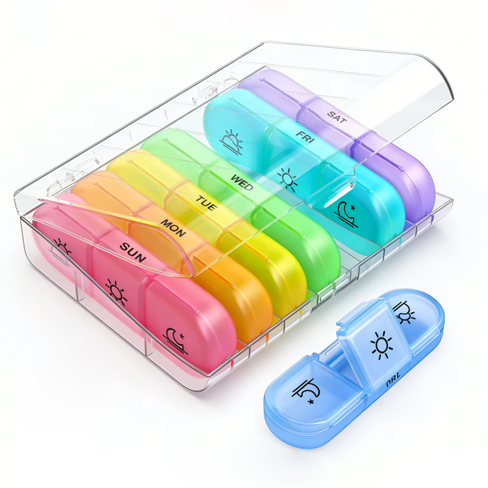 Tinycarry® Morning Noon Night Pill Organizer – 7-Day 21 Compartment Pill Box