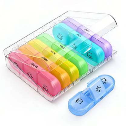 Tinycarry® Morning Noon Night Pill Organizer – 7-Day 21 Compartment Pill Box