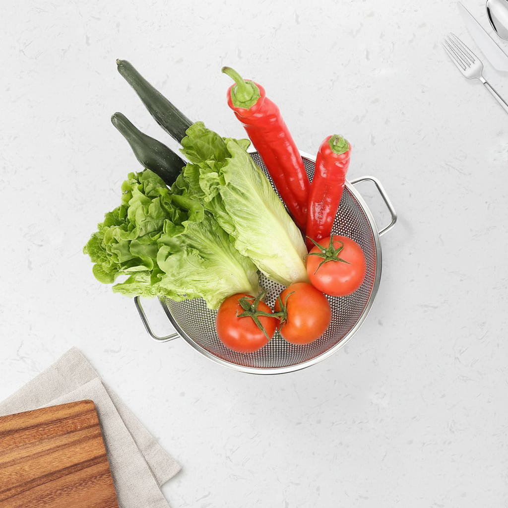 Tinycarry® Stainless Steel Kitchen Colander — Fine Hole Strainer Bowl, Dishwasher Safe