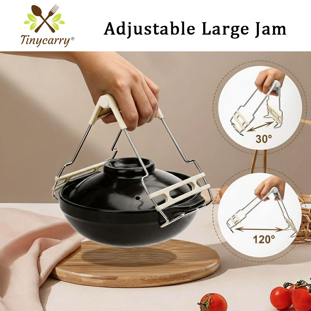 Tinycarry® Stainless Steel Hot Plate Gripper Set — Folding Heat-Resistant Dish & Bowl Lifter (2-Piece)