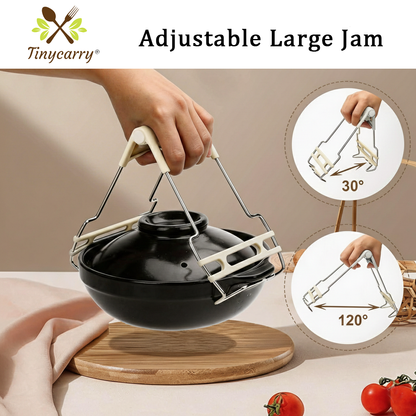 Tinycarry® Stainless Steel Hot Plate Gripper Set — Folding Heat-Resistant Dish & Bowl Lifter (2-Piece)
