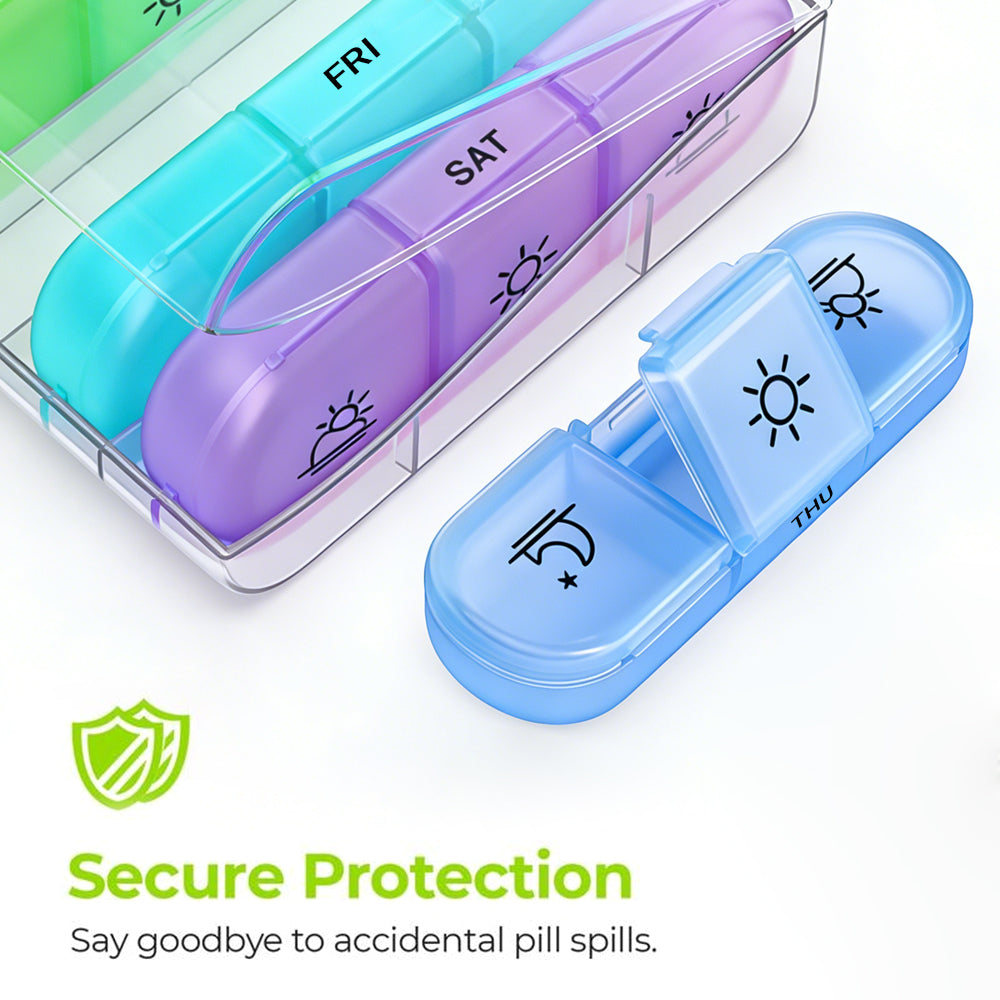 Tinycarry® Morning Noon Night Pill Organizer – 7-Day 21 Compartment Pill Box