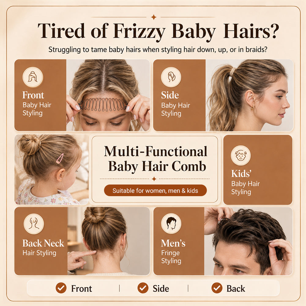 5PCS U-Shape Hair Styling Clips – Stretchable Wavy Design for Easy Bangs & Flyaway Fixing, Creating Buns, Updos & More Hairstyles 🌵