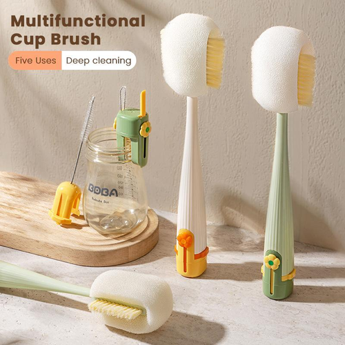 Tinycarry® 5-in-1 Bottle Cleaning Brush (Multifunctional) – For Cup Lid Cleaning & Home Kitchen Tasks
