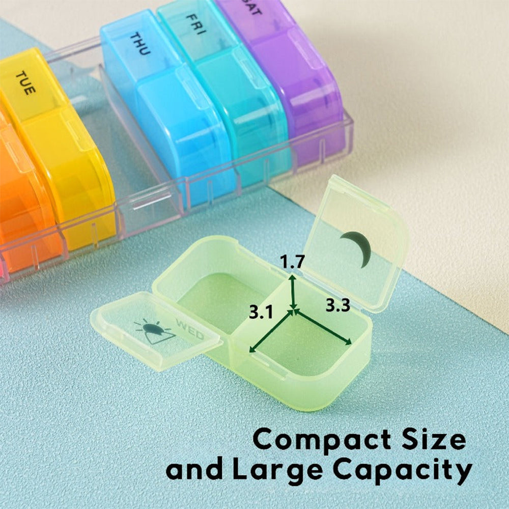 Tinycarry® Morning Noon Night Pill Organizer – 7-Day 21 Compartment Pill Box