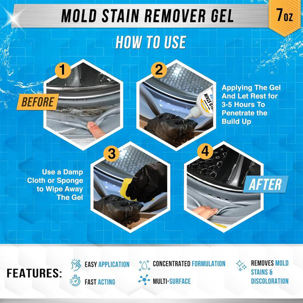 Tinycarry® Powerful Mold Remover Gel | Heavy-Duty Stain Cleaner for Washer Gaskets, Grout & Sealant