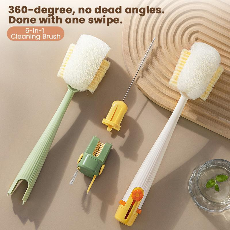 Tinycarry® 5-in-1 Bottle Cleaning Brush (Multifunctional) – For Cup Lid Cleaning & Home Kitchen Tasks