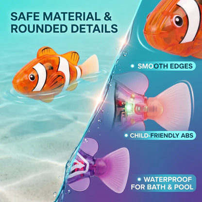 Electronic Pet Fish Bath Toy | LED Light Up | Auto-Swimming Bath Toy -up