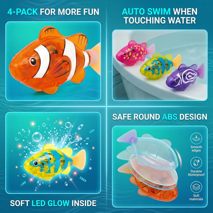 Electronic Pet Fish Bath Toy | LED Light Up | Auto-Swimming Bath Toy -up
