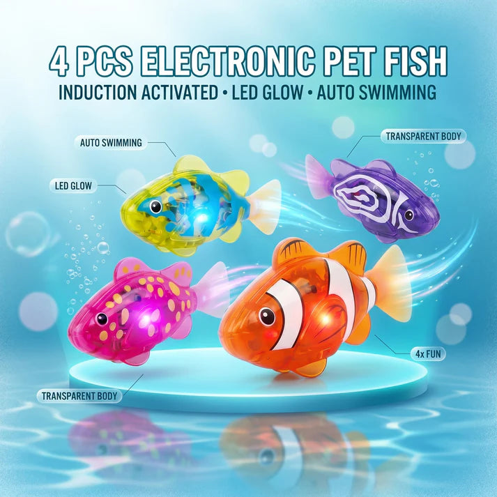 Electronic Pet Fish Bath Toy | LED Light Up | Auto-Swimming Bath Toy -up
