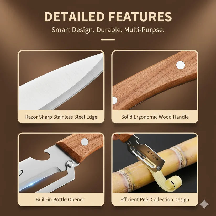 Stainless Steel Peeler, Premium Durable Quality, Easy to Clean, Precision Peeling & Bottle Opener 2-in-1