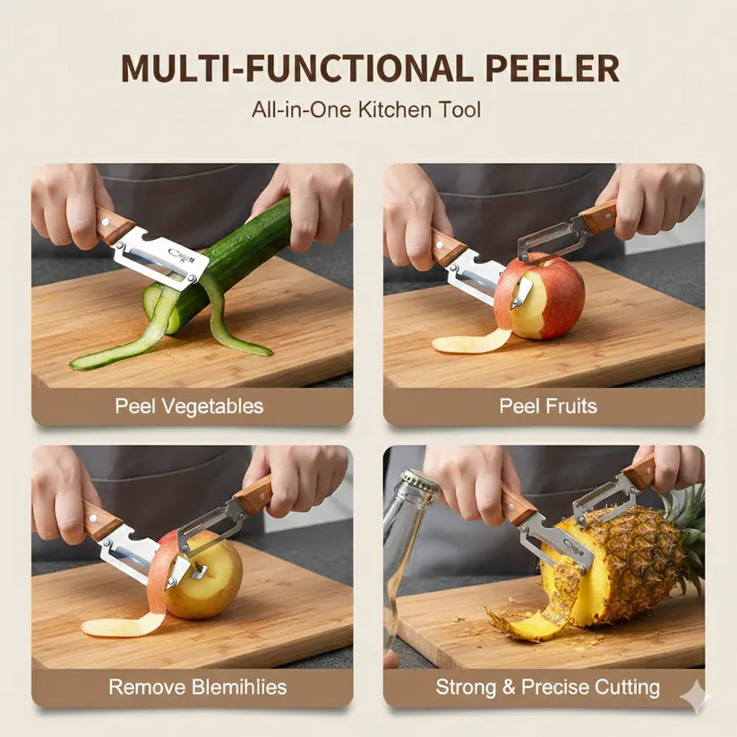 Stainless Steel Peeler, Premium Durable Quality, Easy to Clean, Precision Peeling & Bottle Opener 2-in-1