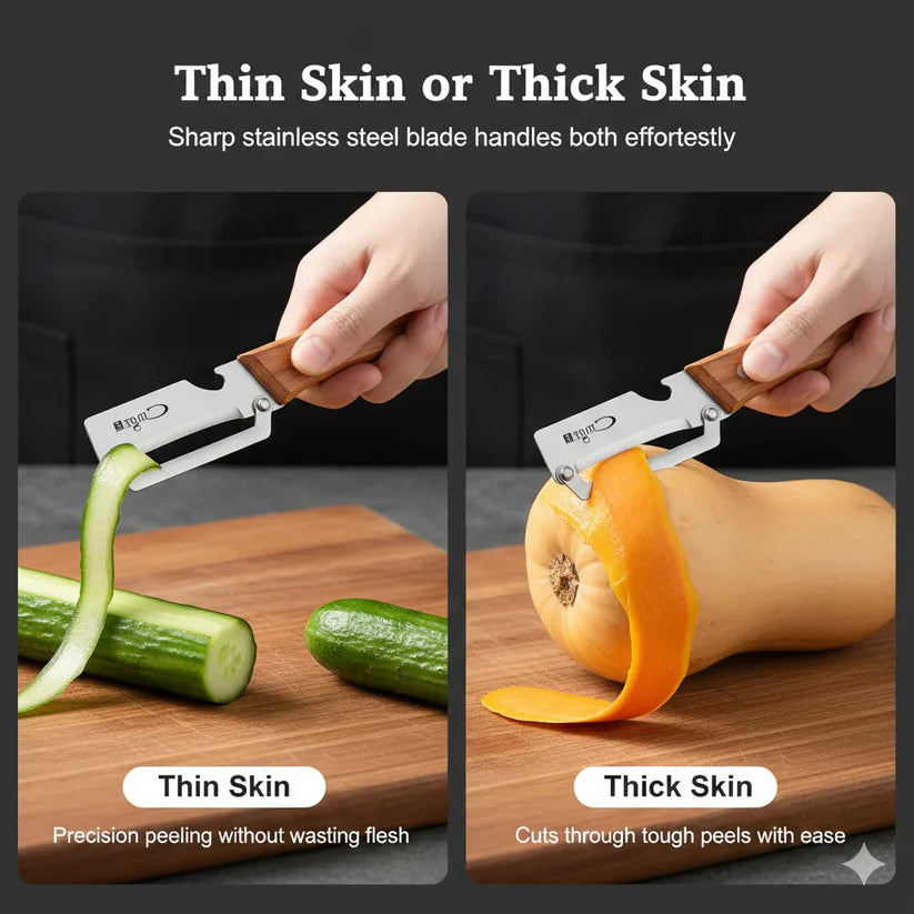 Stainless Steel Peeler, Premium Durable Quality, Easy to Clean, Precision Peeling & Bottle Opener 2-in-1